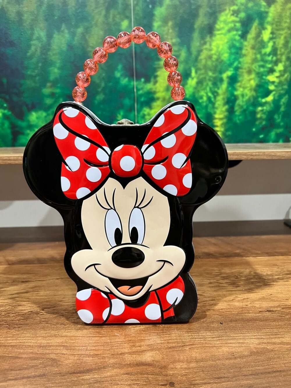 The Tin Box Company Disney Minnie Mouse Shaped Tin Purse with Beaded Handle